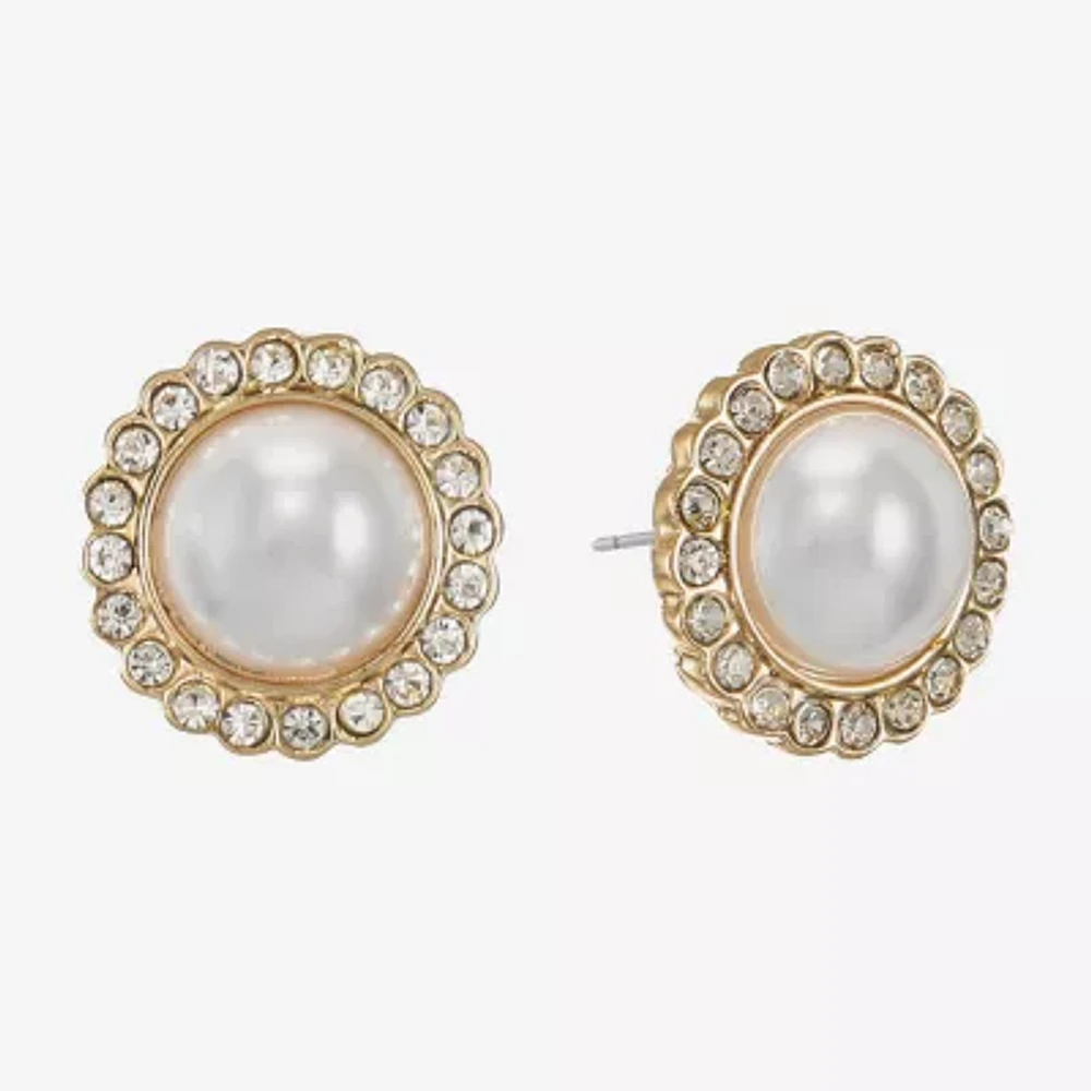 Monet Jewelry White Simulated Pearl 16mm Stud Earrings