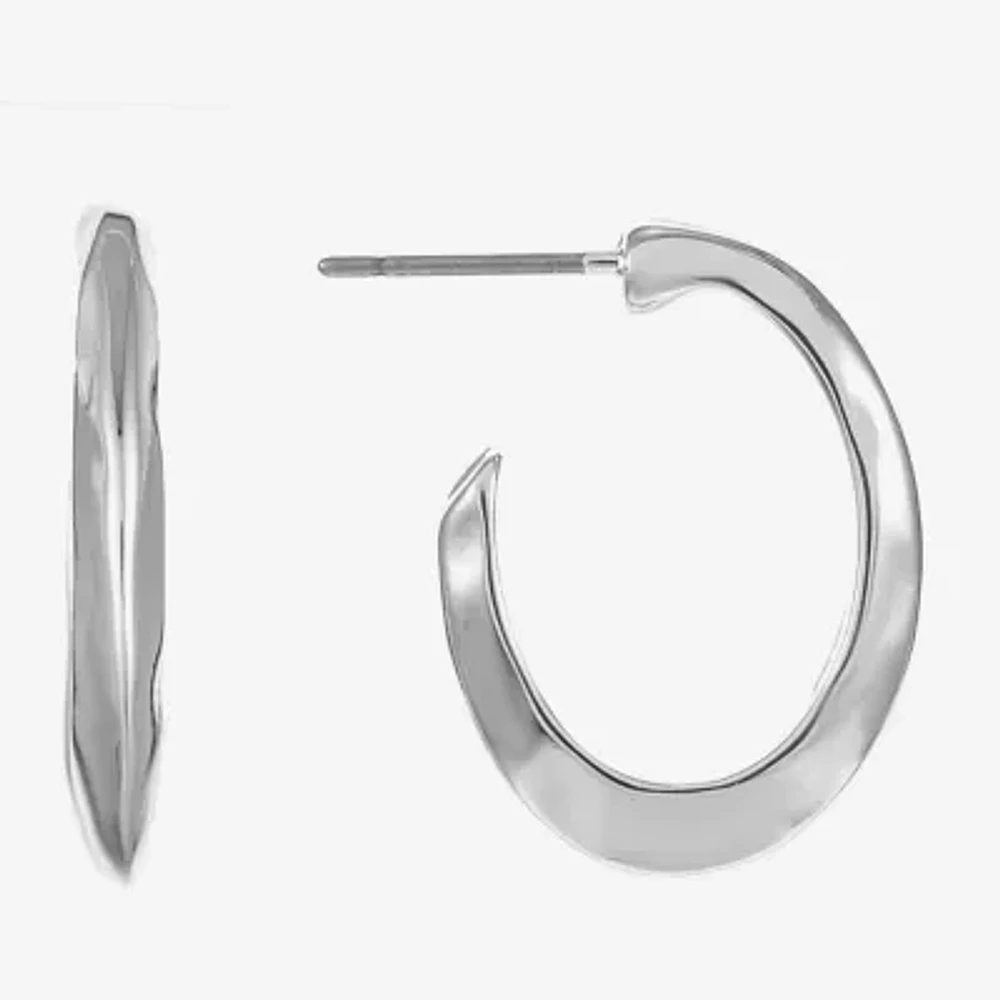 Liz Claiborne Silver Tone Small Open Womens 15mm Hypoallergenic Hoop Earrings