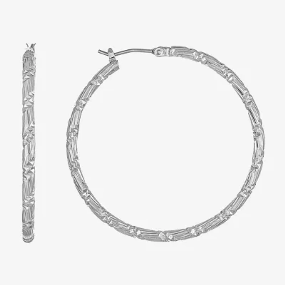 Monet Jewelry Silver Tone Womens 25mm Hypoallergenic Hoop Earrings