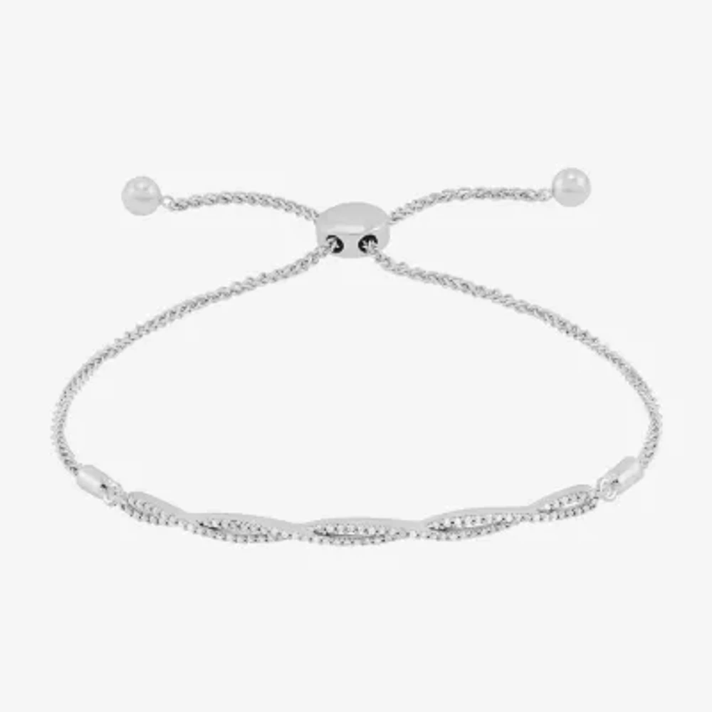 Womens 1/5 CT. Natural White Diamond Sterling Silver Bolo Bracelet