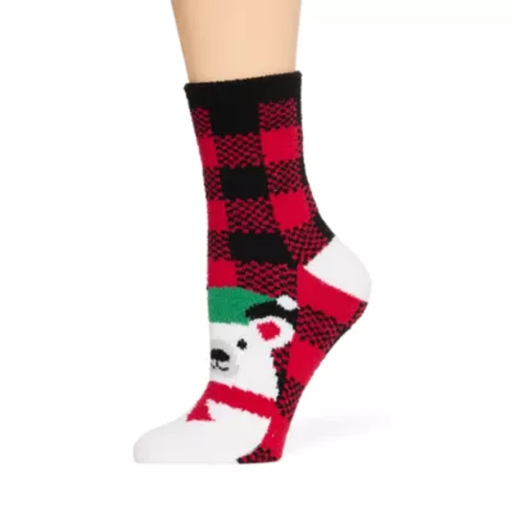 Mixit Holiday Cozy Womens 1 Pair Crew Socks
