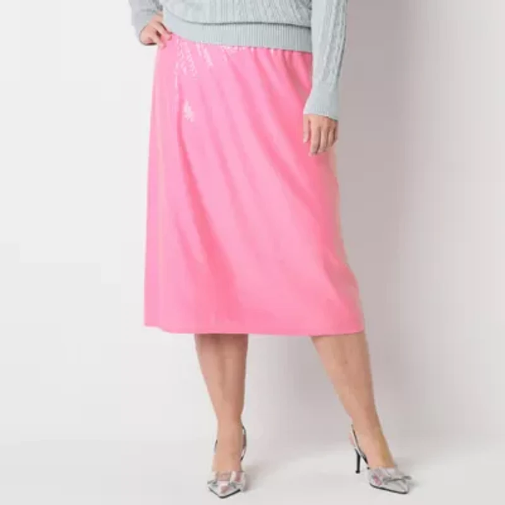 St. John's Bay Womens Midi Plus A-Line Skirt