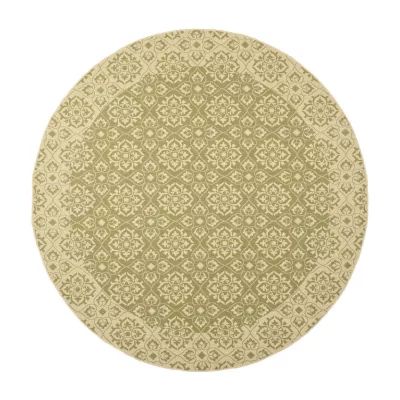 Safavieh Courtyard Collection Spots Oriental Indoor/Outdoor Round Area Rug