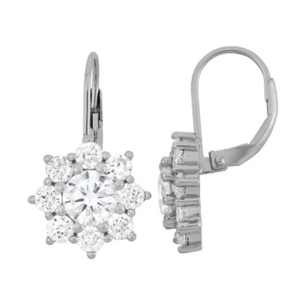 Womens 3 1/2 CT. T.W Cubic Zirconia Sterling Silver Snowflake Drop Earrings