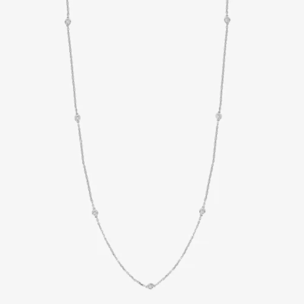 Effy Womens 1/4 CT. T.W. Natural Diamond Sterling Silver 36 Inch Pendant Necklace