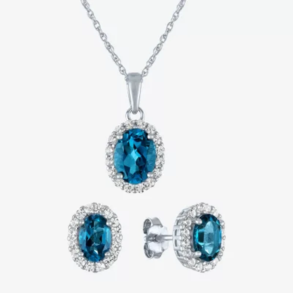 Womens Genuine Blue Topaz Sterling Silver 2-pc. Jewelry Set