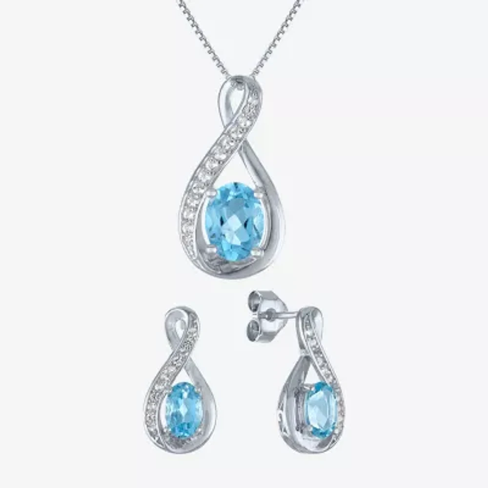 Womens Genuine Blue Topaz Sterling Silver 2-pc. Jewelry Set