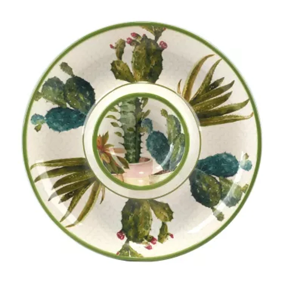 Certified International Cactus Verde Earthenware Chip & Dip Set