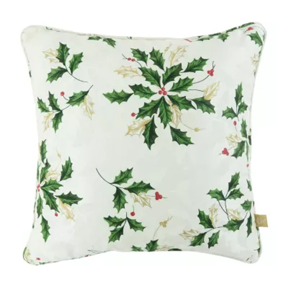 Lenox Scattered Holly Square Throw Pillow