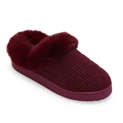 Cuddl Duds Corduroy Puff Womens Memory Foam Clog Slippers