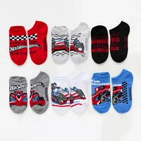 Little & Big Kid Boys Multi-Pack 6 Pair Hot Wheels No Show Socks