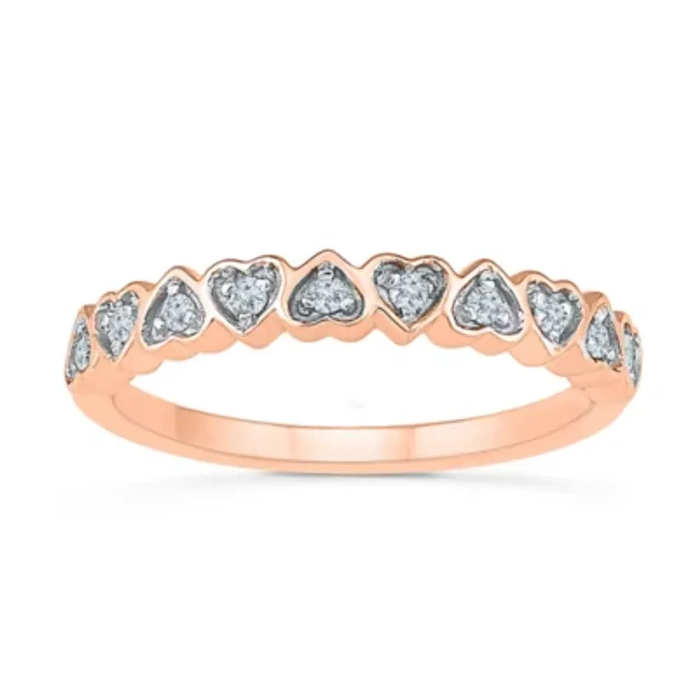 Womens 2MM 1/ CT. T.W. Natural White Diamond 10K Gold Heart Band