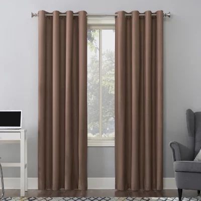 Sun Zero Duran Grommet Top Energy Saving 100% Blackout Single Curtain Panel