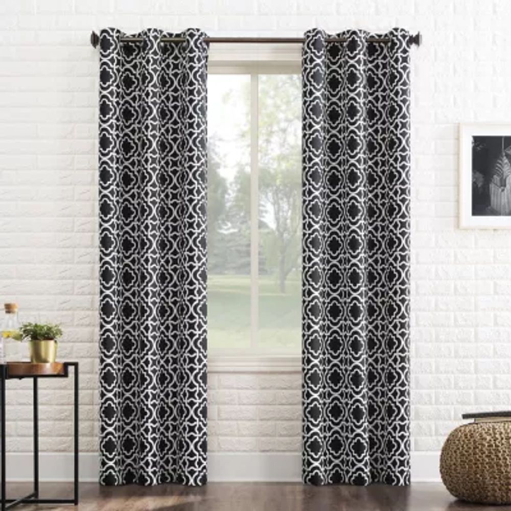 Sun Zero Barnett Trellis Grommet Top Energy Saving Blackout Single Curtain Panel
