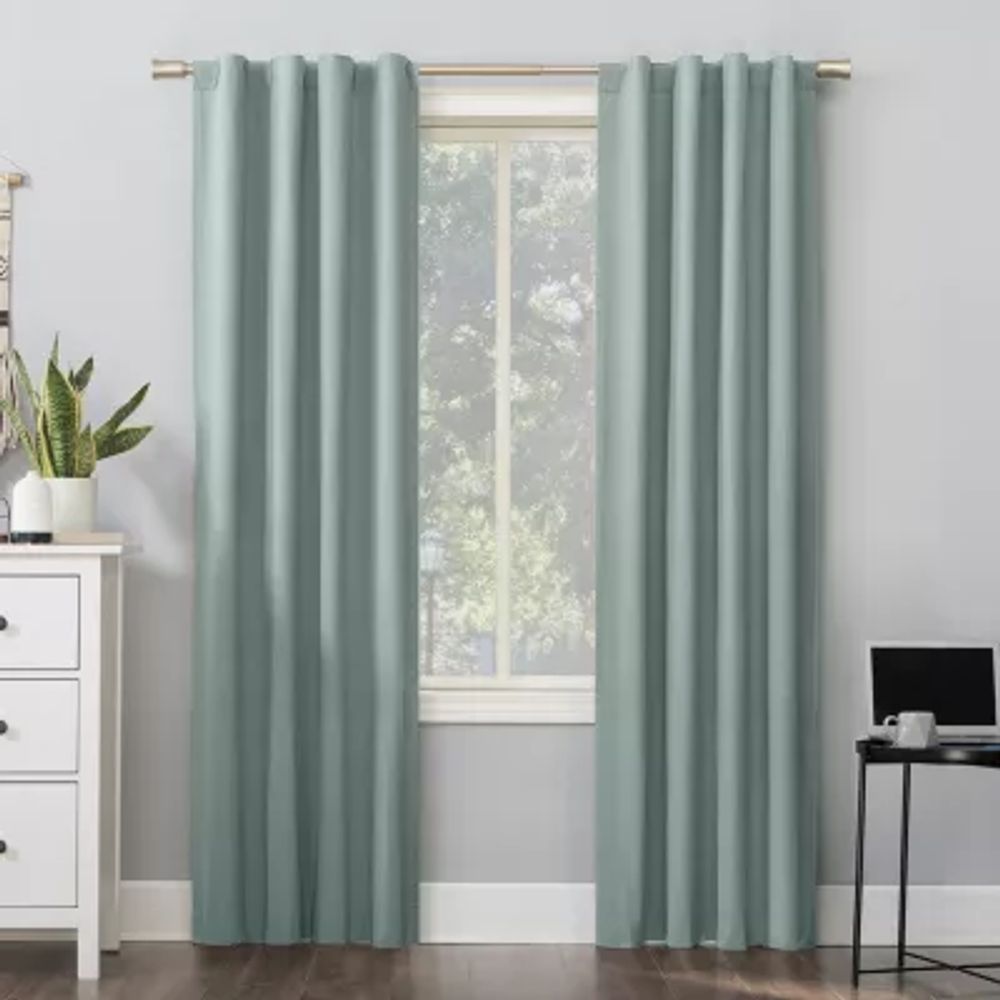 Sun Zero Cyrus Thermal Rod Pocket Back Tab Energy Saving 100% Blackout Single Curtain Panel