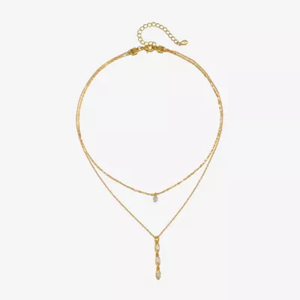 Bijoux Bar Delicates Gold Tone Womens Glass 16 Inch Pendant Necklace