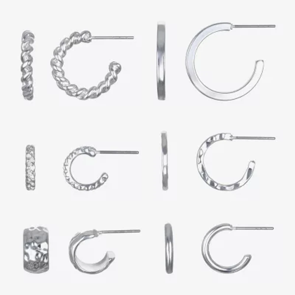 Bijoux Bar Delicates Silver Tone Womens Pair Earring Set