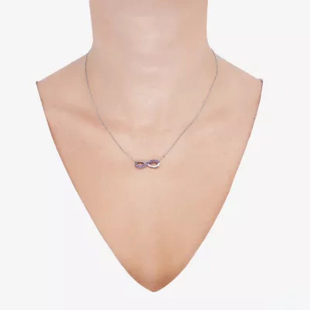 Womens Genuine Purple Amethyst Sterling Silver Infinity 18 Inch Pendant Necklace