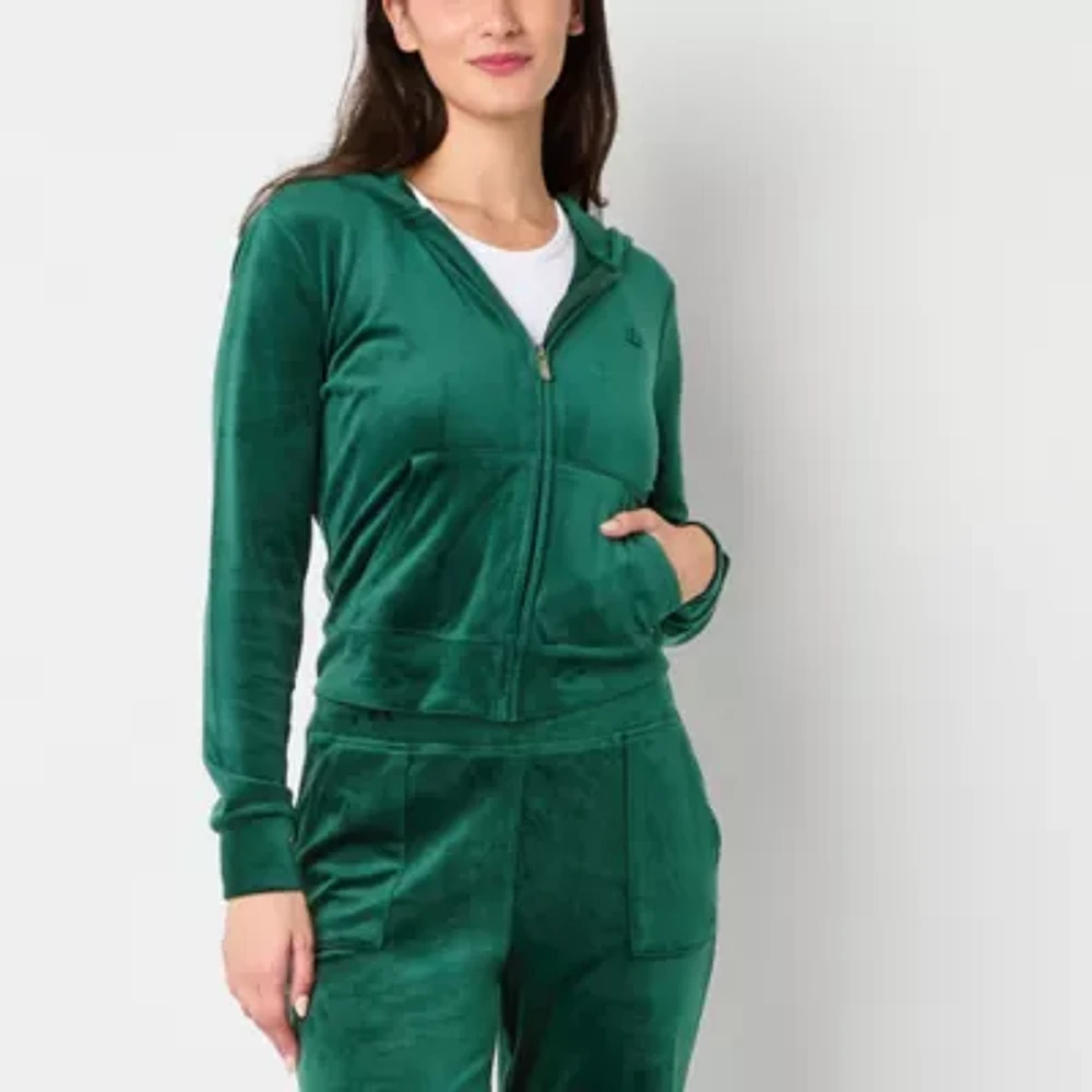 Juicy By Juicy Couture Womens Hooded Lightweight Juniors Track Jacket