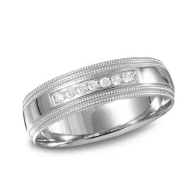 Mens 6MM 1/10 CT. T.W. Natural White Diamond 10K Gold Wedding Band