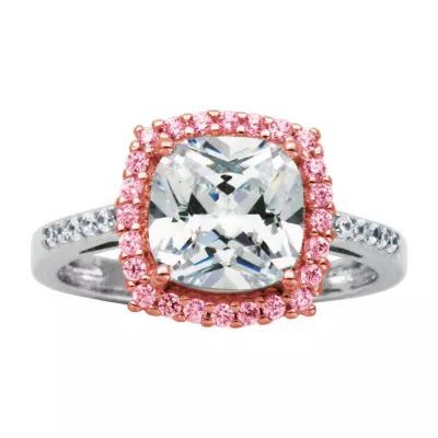 Sparkle Allure Womens Cubic Zirconia Square Halo Engagement Ring