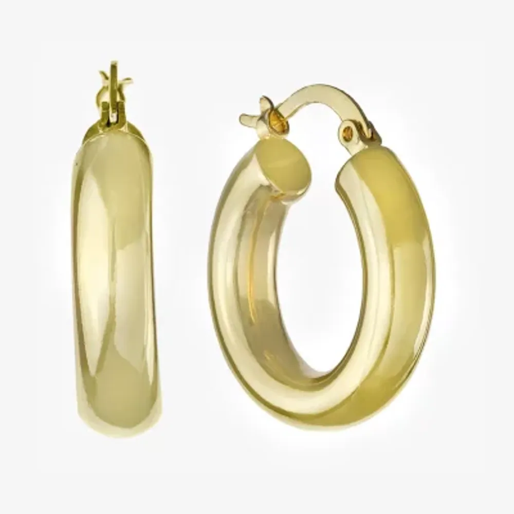 Silver Reflections Womens 14K Gold Over Brass 25.6mm Hoop Earrings