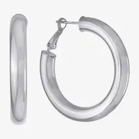 Silver Reflections Womens 36.8mm Hoop Earrings