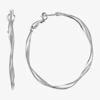 Silver Reflections Womens 48.7mm Hoop Earrings