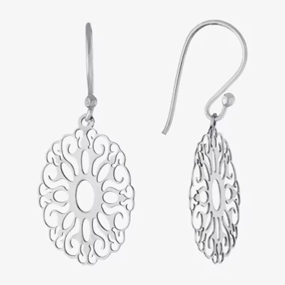 Silver Treasures Womens Sterling Silver Drop Earrings