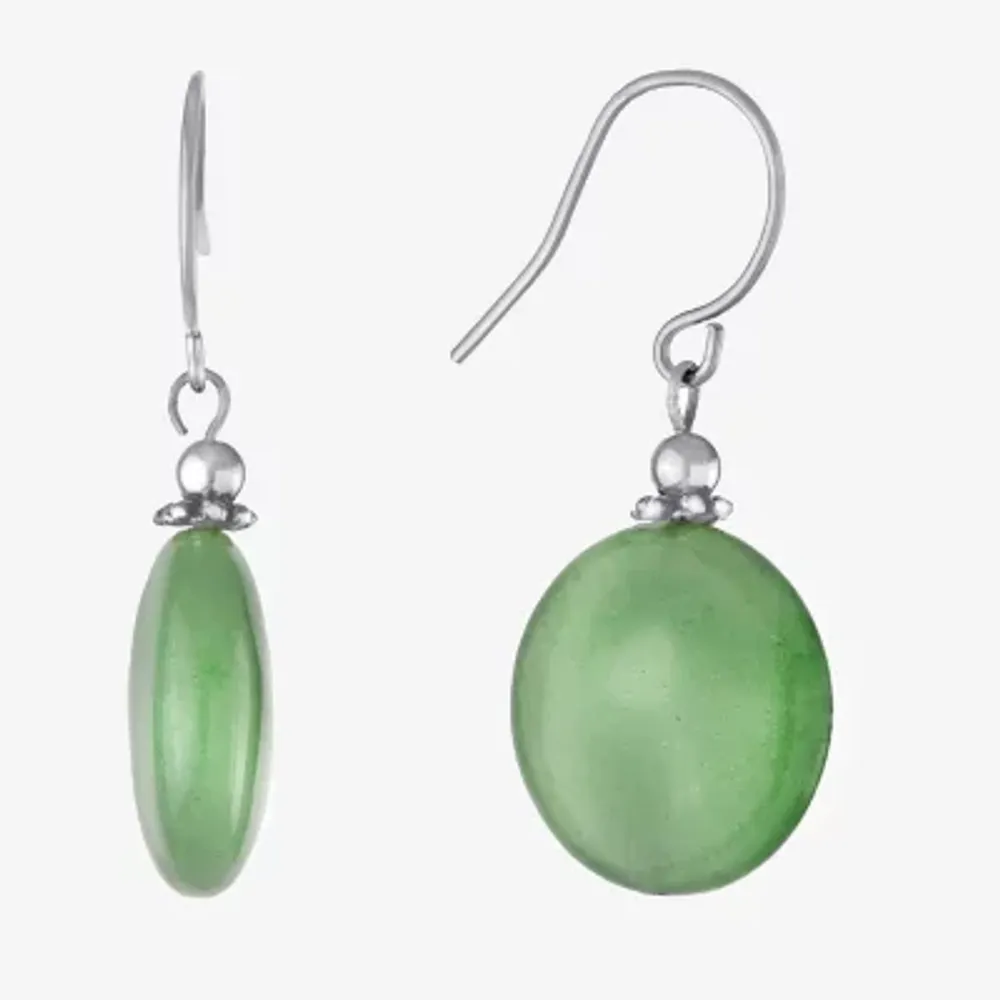 Silver Treasures Genuine Stone Womens Sterling Drop Earrings
