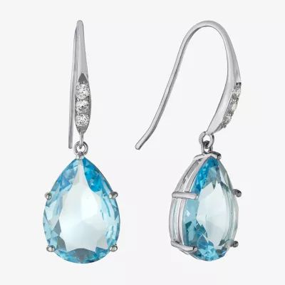 Sparkle Allure Womens Cubic Zirconia Pure Silver Over Brass Oval Drop Earrings