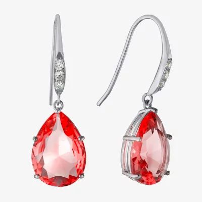 Sparkle Allure Womens Cubic Zirconia Pure Silver Over Brass Oval Drop Earrings