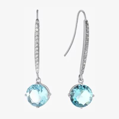 Sparkle Allure Womens Cubic Zirconia Pure Silver Over Brass Oval Drop Earrings