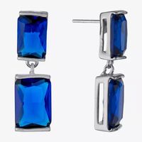 Sparkle Allure Womens Crystal Pure Silver Over Brass Rectangular Drop Earrings