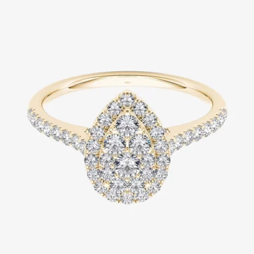 3/4 CT.T.W. Natural Diamond 10K Yellow Gold Pear-Shaped Engagement Ring