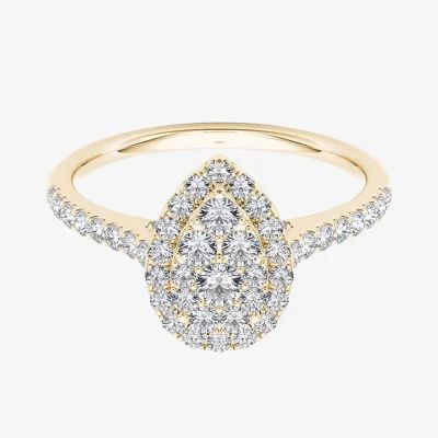 3/4 CT.T.W. Natural Diamond 10K Yellow Gold Pear-Shaped Engagement Ring