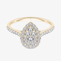 3/4 CT.T.W. Natural Diamond 10K Yellow Gold Pear-Shaped Engagement Ring