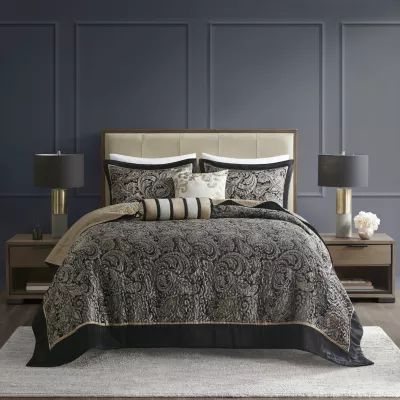 Madison Park Whitman 5 Piece Reversible Jacquard Bedspread Set