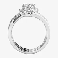 Love Lives Forever Womens 1 CT. T.W. Natural White Diamond 14K Gold 3-Stone Bypass  Bridal Set