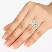 Love Lives Forever Womens 1 CT. T.W. Natural White Diamond 14K Gold 3-Stone Bypass  Bridal Set