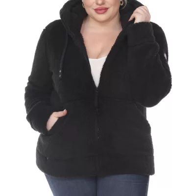 White Mark Hooded Midweight Womens Plus Quilted Jacket