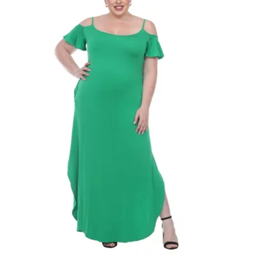 White Mark Womens Short Sleeve Maxi Dress Plus
