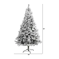 Nearly Natural Flocked White 7 Foot Pine Christmas Tree