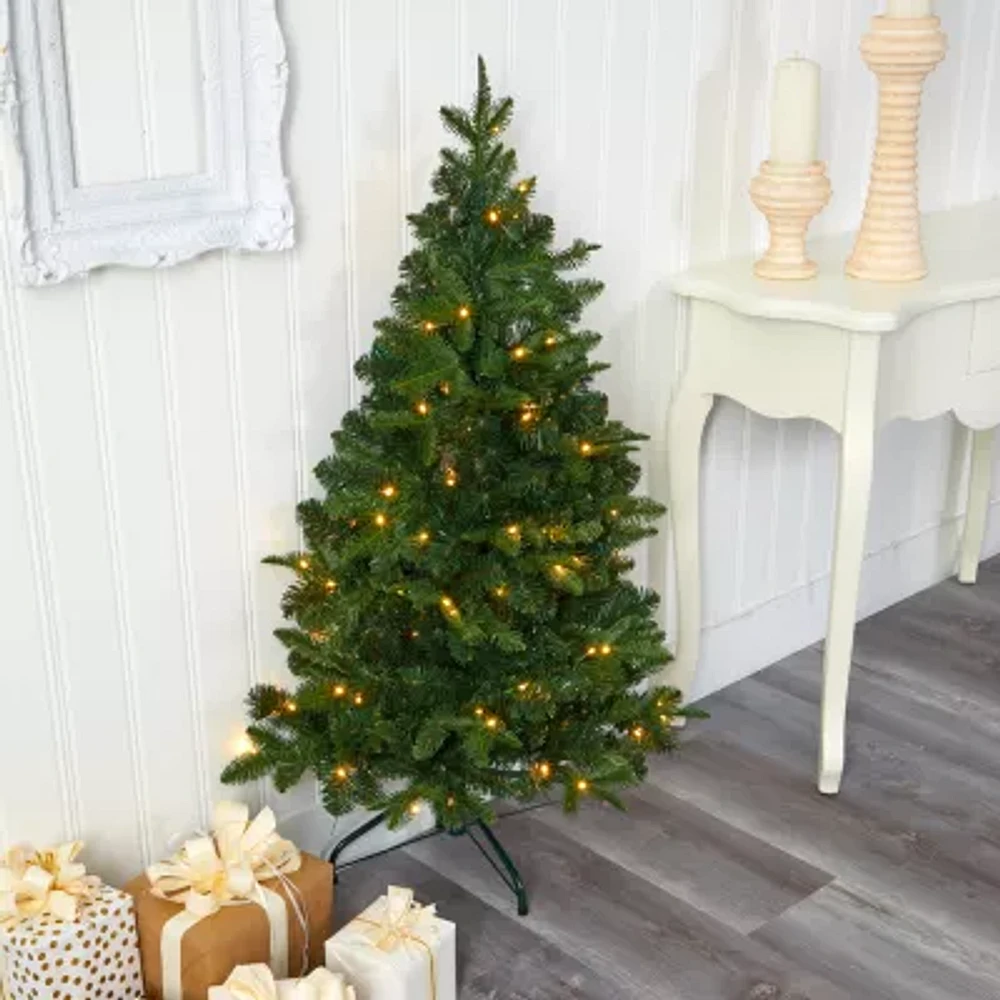 Nearly Natural Flat Back 4 Foot Pre-Lit Spruce Christmas Tree