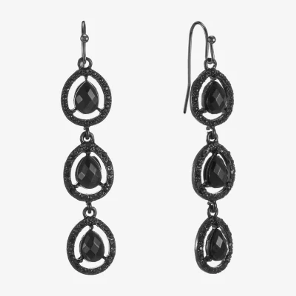 Mixit Womens Black Drop Earrings