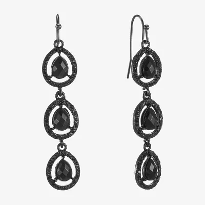 Mixit Womens Black Drop Earrings
