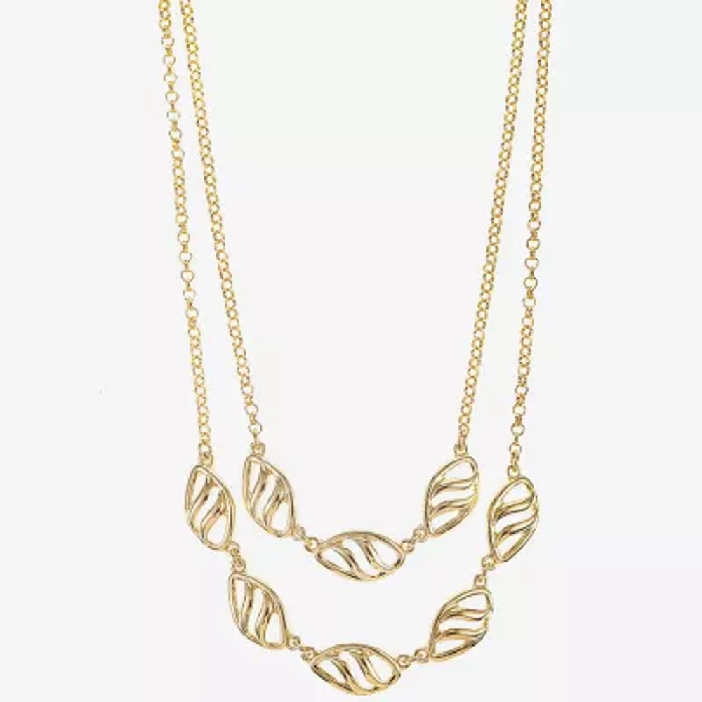 Liz Claiborne Open Work Layered Womens 17 Inch Strand Necklace