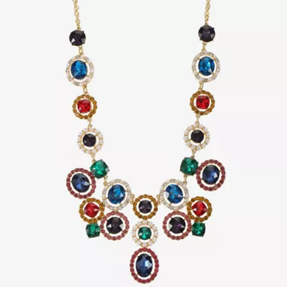 Monet Jewelry Gold Tone Womens Multi Color 18 Inch Statement Necklace