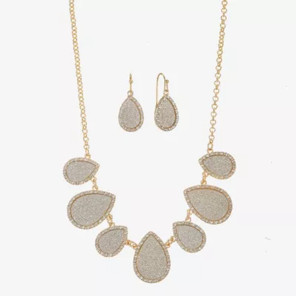 Monet Jewelry Two Tone Collar Necklace And Drop Earring Womens Glass 2-pc. Jewelry Set