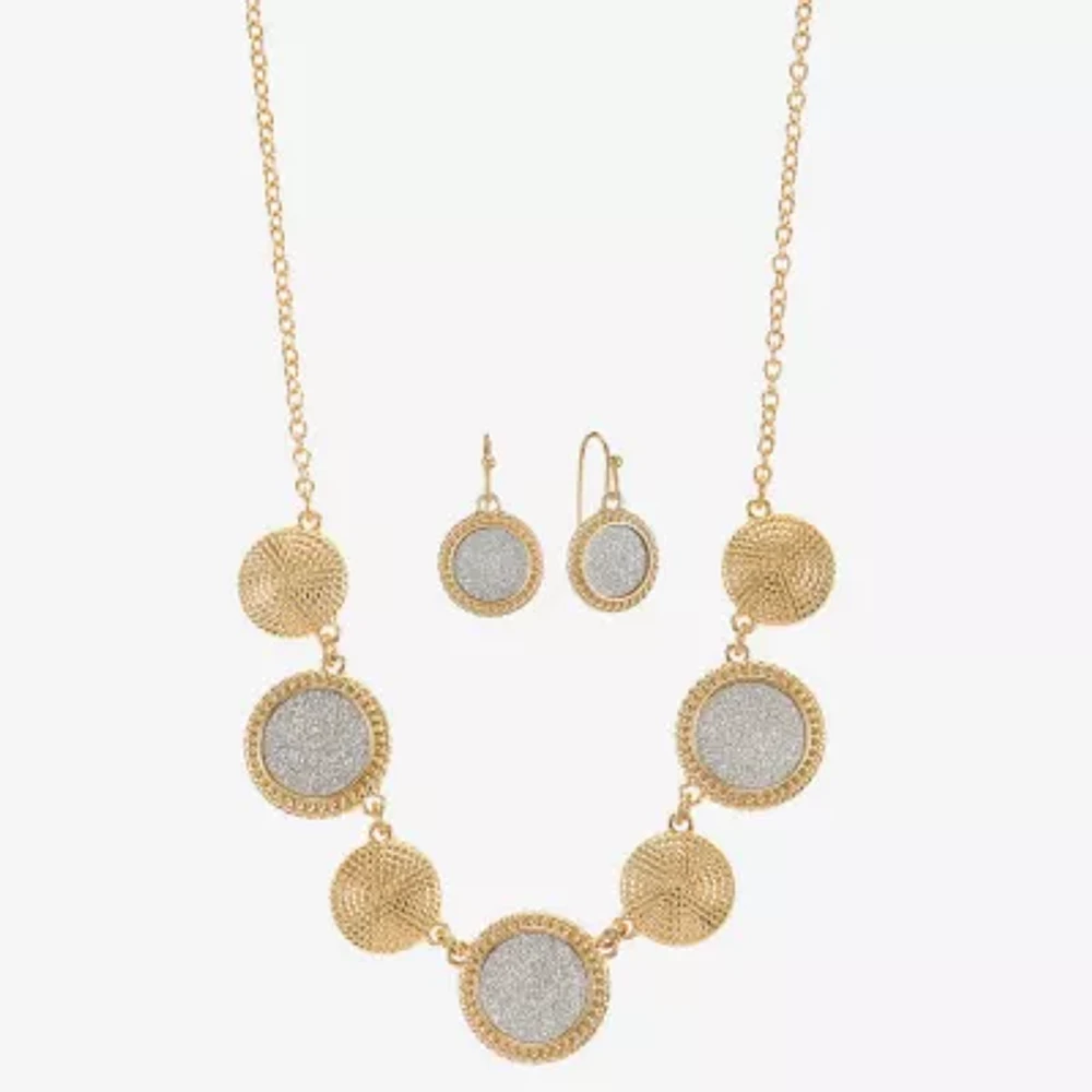 Monet Jewelry Two Tone Collar Necklace And Drop Earring Womens Round 2-pc. Jewelry Set